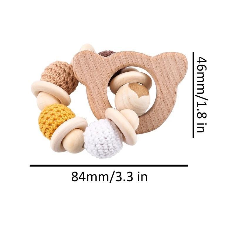 Wooden Teether Hedgehog Crochet Beads Wood Crafts Ring Engraved Bead Baby Teether Wooden Toys For Kids Rattle - BIG FRENCHIES