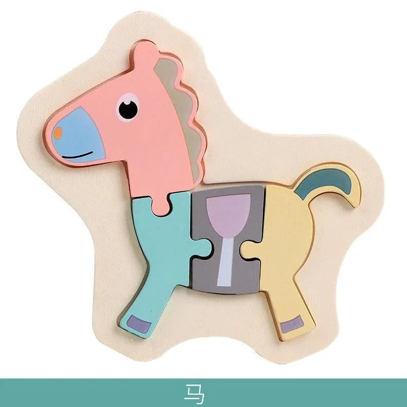 Wooden Children Colorful Animal Stevvex Puzzle for Toddler Creative Puzzle Early Educational Toys for Boys and Girls 2-4 - BIG FRENCHIES