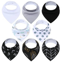 8PCS/SET Comfortable Colorful 100% Organic Cotton Adjustable Snaps Bandana Saliva Bibs For Baby Boys & Girls Kids - BIG FRENCHIES