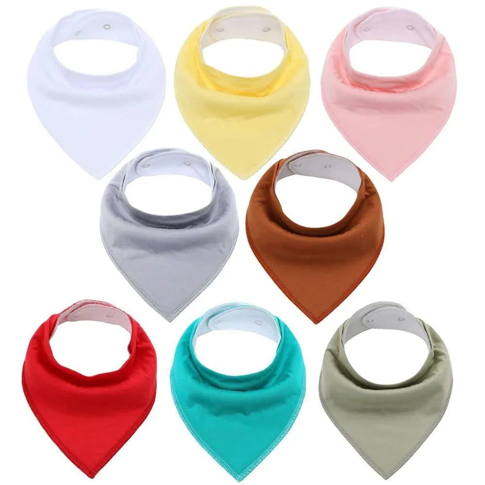 8PCS/SET Comfortable Colorful 100% Organic Cotton Adjustable Snaps Bandana Saliva Bibs For Baby Boys & Girls Kids - BIG FRENCHIES