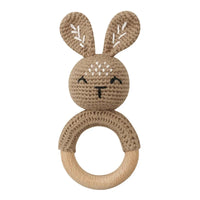 BPA Free Baby Wooden Teether Crochet Rattle Toy for Newborns
