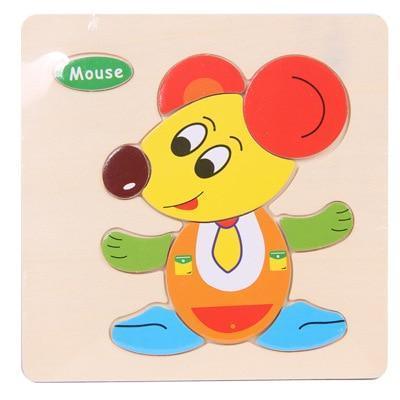 Baby Toys Wooden 3D Puzzle Cartoon Animal Intelligence Kids Educational Brain Teaser Children Tangram Shapes Learning - BIG FRENCHIES