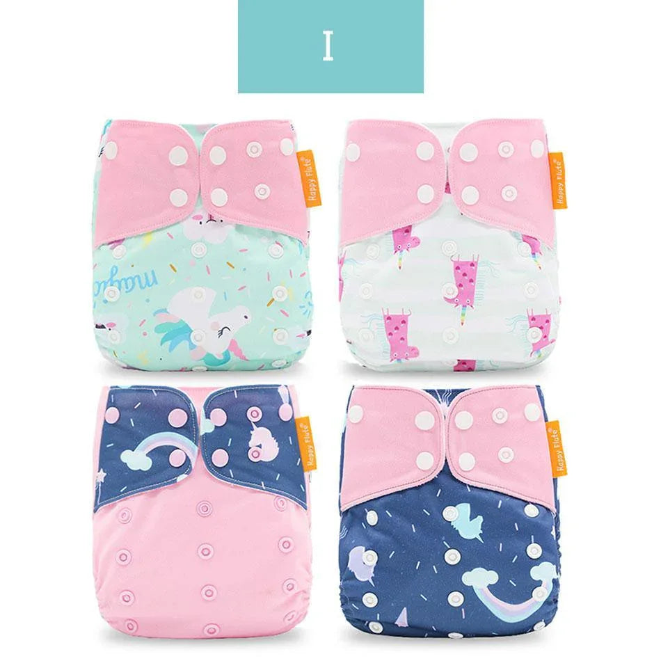 4PCS/SET Washable Eco-friendly Diaper Ecological Adjustable Nappy Reusable Cloth Diapers Set For Baby and Kids - BIG FRENCHIES