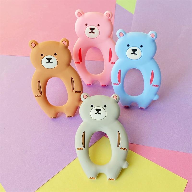 4pcs Bear Silicone Teether Baby Teething Toys Chewable Cartoon Animal Shape Baby Products Nursing Gift - BIG FRENCHIES