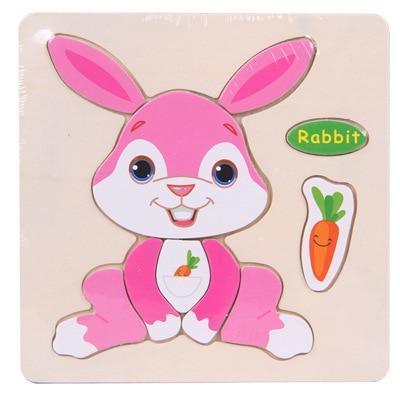 Baby Toys Wooden 3D Puzzle Cartoon Animal Intelligence Kids Educational Brain Teaser Children Tangram Shapes Learning - BIG FRENCHIES