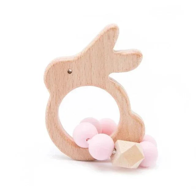 Wooden Teether Hedgehog Crochet Beads Wood Crafts Ring Engraved Bead Baby Teether Wooden Toys For Kids Rattle - BIG FRENCHIES