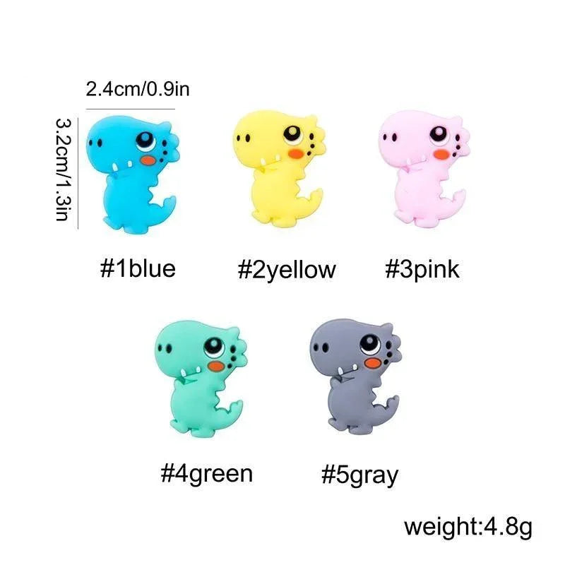 5PCS/SET Silicone Animal Beads BPA Free Baby Teething Beads Toy For Pacifier Clips New Born Silicone Rodent Tiny Rod Baby Teether For Baby Kids - BIG FRENCHIES
