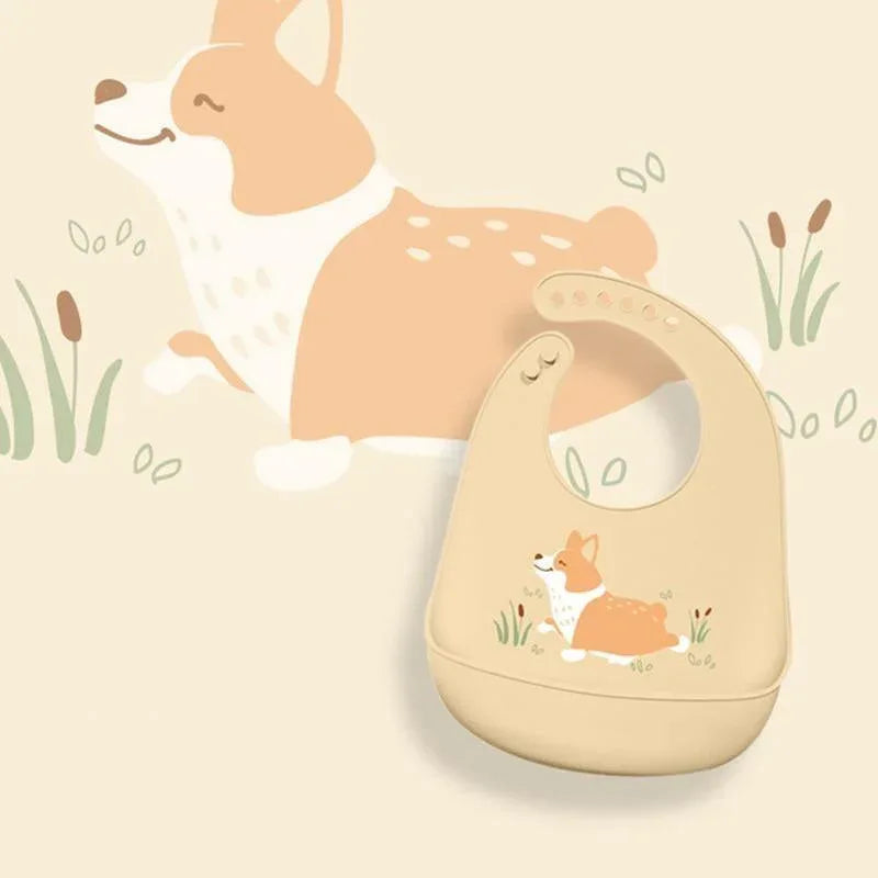 Cute Cartoon Print Baby Bibs Waterproof Soft Silicone Baby Feeding Stuff Dinosaur Pattern Bib For Kids - BIG FRENCHIES