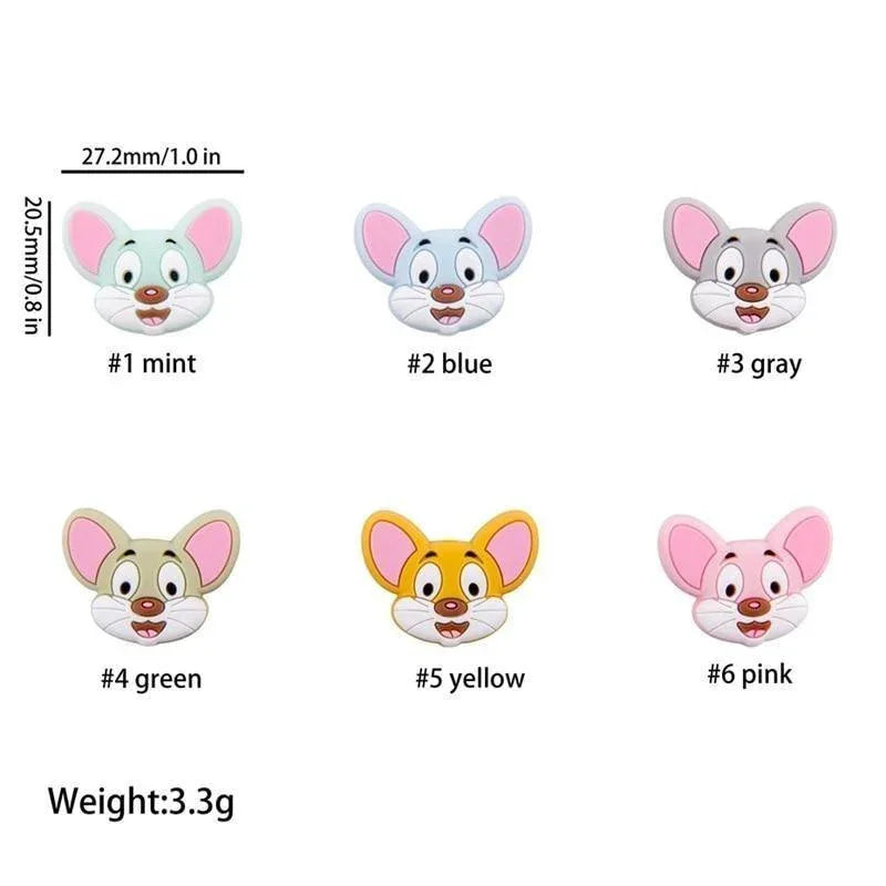 5PCS/SET Silicone Animal Beads BPA Free Baby Teething Beads Toy For Pacifier Clips New Born Silicone Rodent Tiny Rod Baby Teether For Baby Kids - BIG FRENCHIES