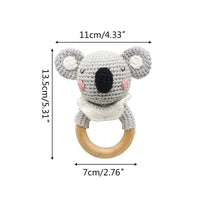 BPA Free Baby Wooden Teether Crochet Rattle Toy for Newborns