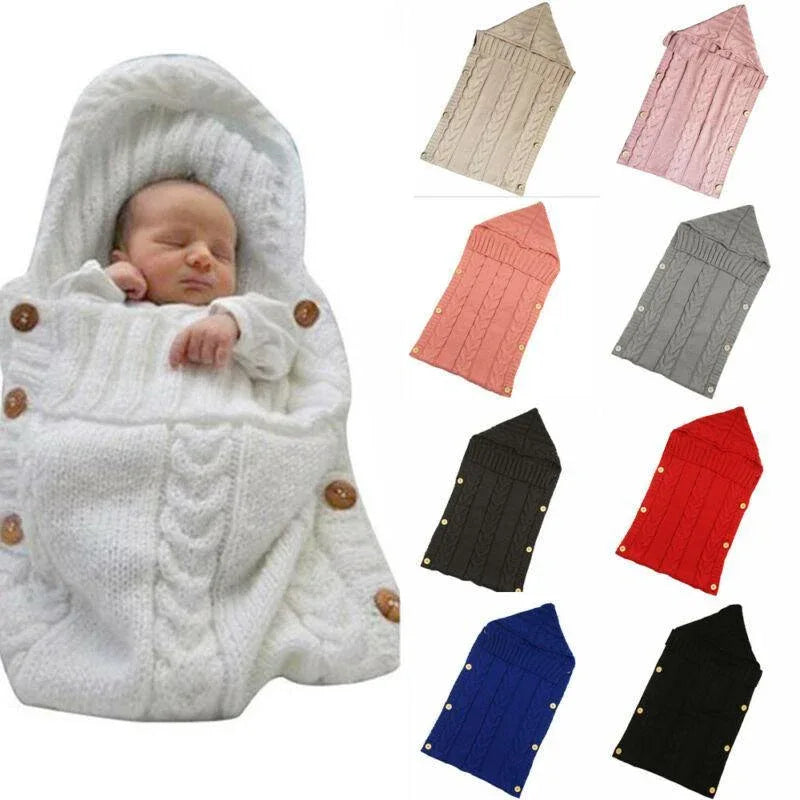 Warm Baby Blanket Knitted Newborn Swaddle Wrap Soft Footmuff Cotton Envelope For Stroller Accessories Blanket Bag - BIG FRENCHIES