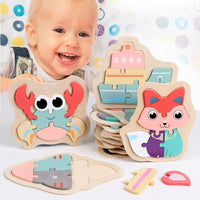 Wooden Children Colorful Animal Stevvex Puzzle for Toddler Creative Puzzle Early Educational Toys for Boys and Girls 2-4 - BIG FRENCHIES