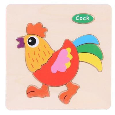 Baby Toys Wooden 3D Puzzle Cartoon Animal Intelligence Kids Educational Brain Teaser Children Tangram Shapes Learning - BIG FRENCHIES