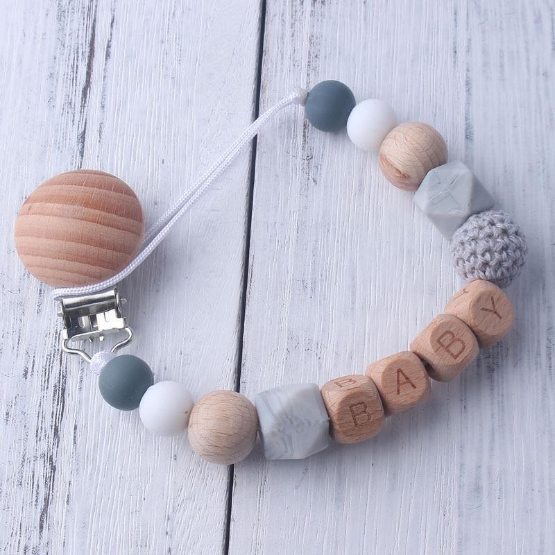 Baby Boy Wood Chew Pacifier Clips Dummy Chain Holder Cute Soother Chains Baby Girl Teething Toy - BIG FRENCHIES