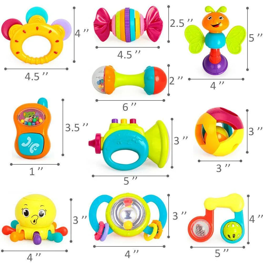 Baby Rattles Teether Shaker Grab and Spin Rattle Musical Toy Set Early Educational Toys For Baby - BIG FRENCHIES