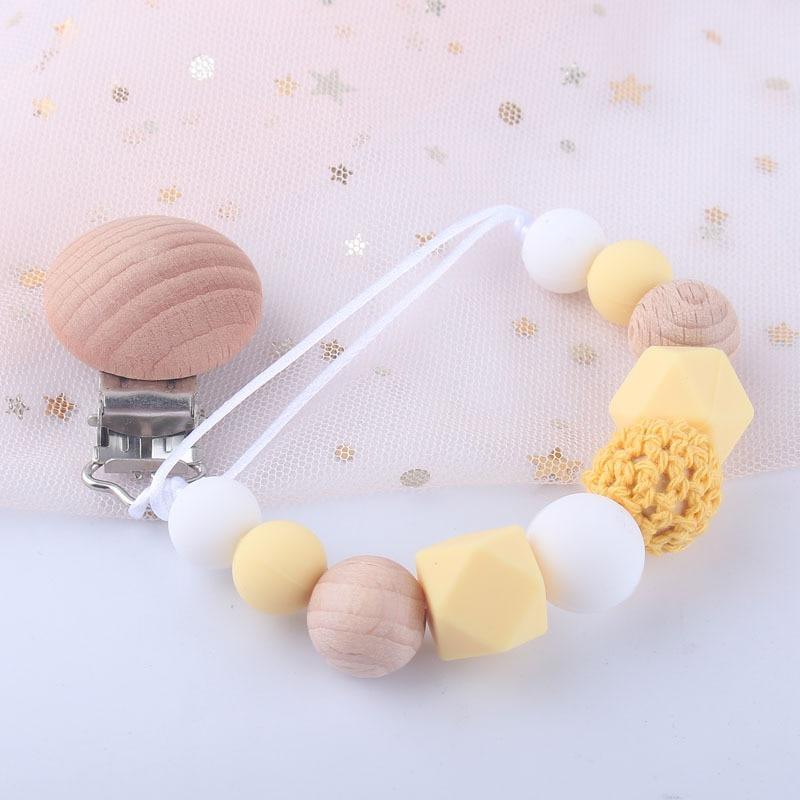 Modern Handmade Chain Wooden Holder For Pacifier Clips Leash Strap Nipple Holder For Infant Feeding For Baby - BIG FRENCHIES