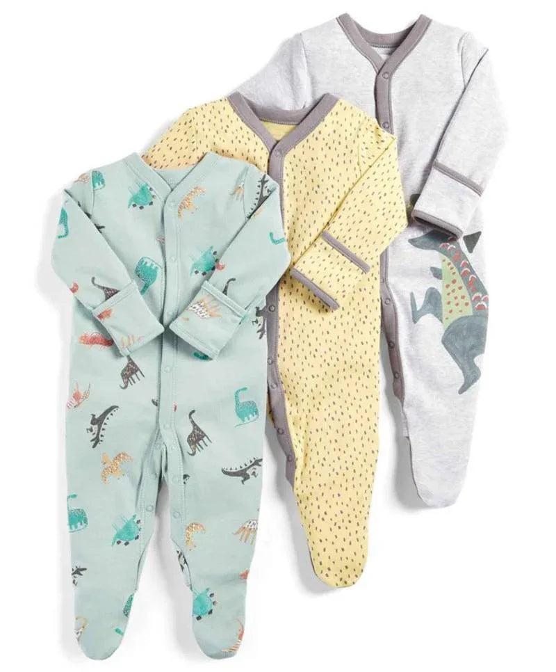 3Pcs Baby unisex Rompers Long Sleeve Sleep suit Cartoon Jumpsuit Baby Pajamas Stes For Kids Between 0-12Months - BIG FRENCHIES