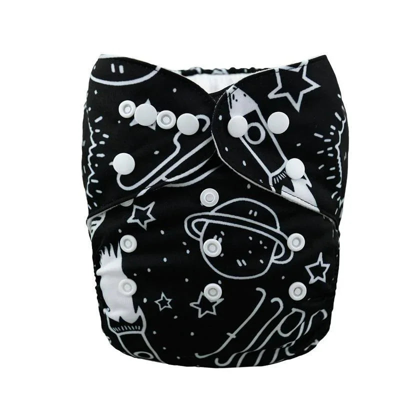 Baby One Size Fits All Reusable Baby Cloth Diaper with Microfiber Insert Diaper For Baby Boys and Baby Girls In Modern New Printed Design - BIG FRENCHIES