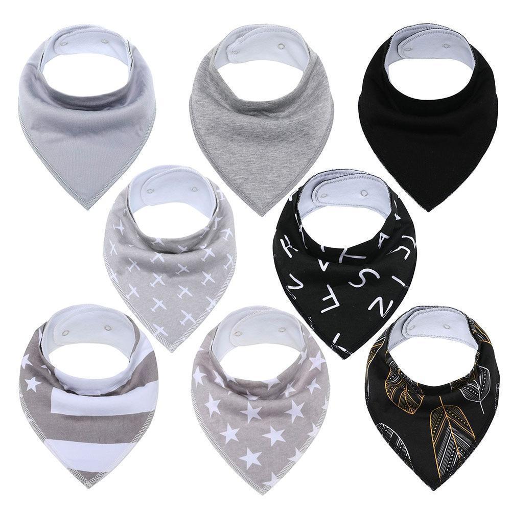 8PCS/SET Pack Baby Bandana Organic Absorbent Soft Cotton Drool Bibsfor Teething And Feeding Bib For Baby and Kids Feeding - BIG FRENCHIES