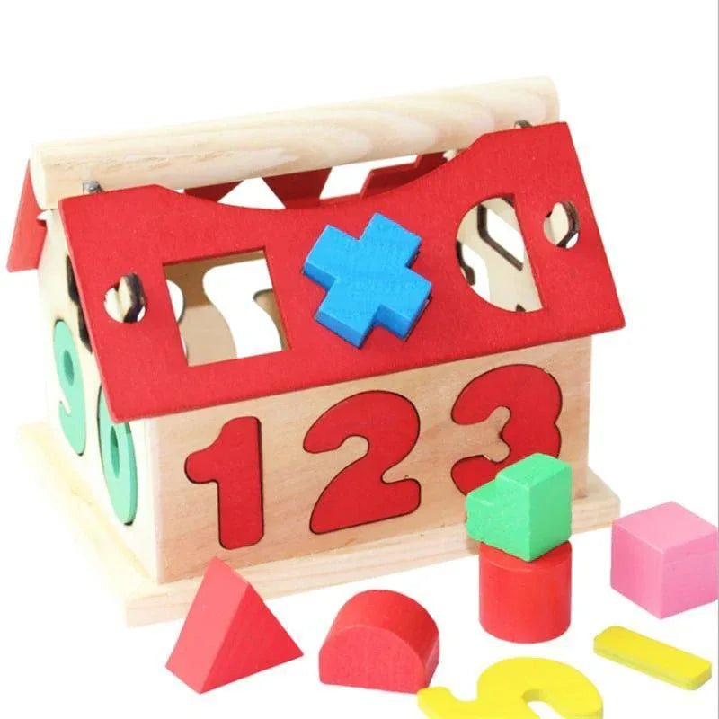 Children's Colour Wooden House With Shape Children Early Educational Model Assembling Blocks Develop Intelligence Game Toy - BIG FRENCHIES