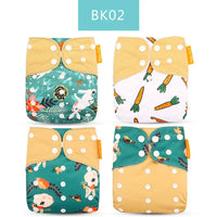 4pcs/set Washable Eco-Friendly Cloth Diaper Cover Adjustable Nappy Cloth Diapers Cloth Nappy For Baby Boys and Grils Baby - BIG FRENCHIES