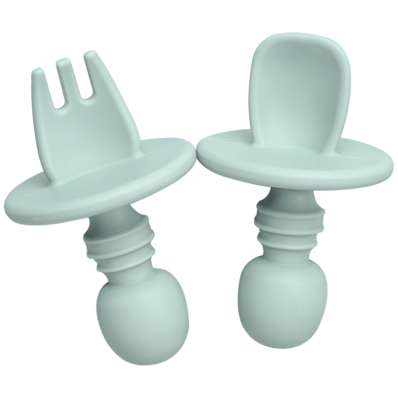 Big Baby Feeding Unique Spoon And Fork Set  Soft Silicone Feeding  Flatware  Safe Training Spoon For Baby Girls And Boys