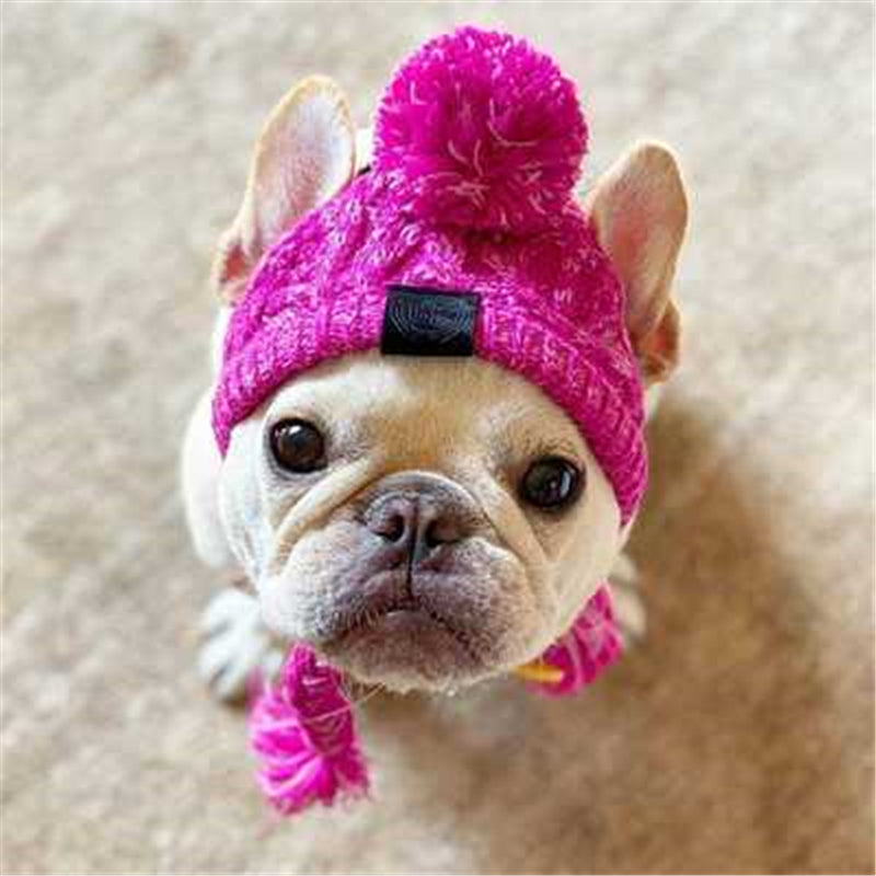 Autumn Winter Warm Knitted Pet Hats With Fluffy Ball - BIG FRENCHIES