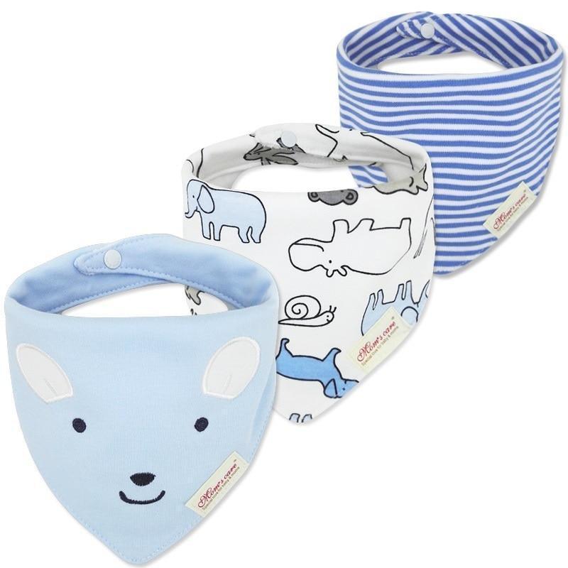 Moder 3PCS Baby Bibs Bandanna Lot Cotton Multi-style Triangle Cartoon For Infant Boys And Girls - BIG FRENCHIES