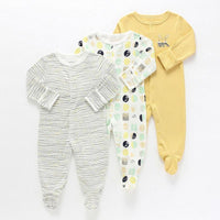 3Pcs Baby unisex Rompers Long Sleeve Sleep suit Cartoon Jumpsuit Baby Pajamas Stes For Kids Between 0-12Months - BIG FRENCHIES