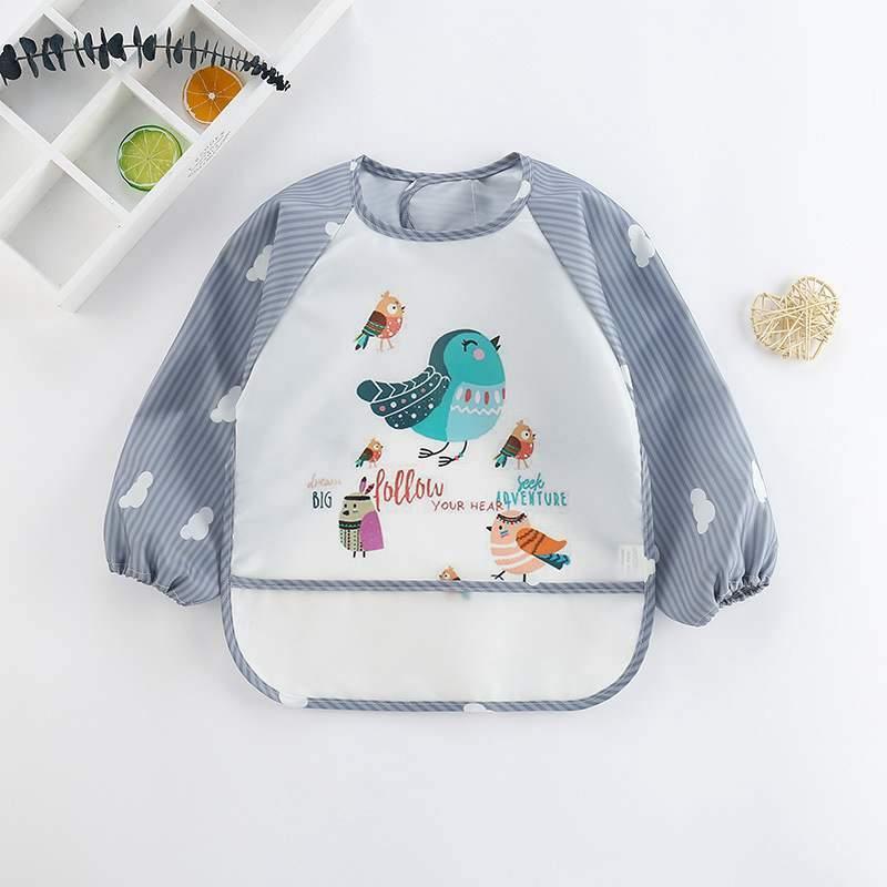Cute Cartoon Print Baby Waterproof Long Sleeve Apron Children Feeding Smock Bib Baby Accessories - BIG FRENCHIES