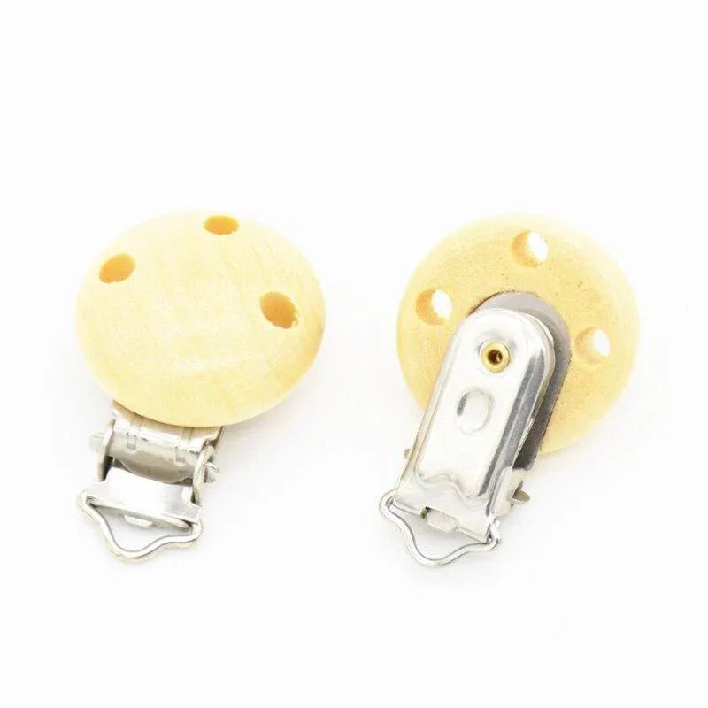 Wooden Baby Children Pacifier Holder Clip Infant Cute Round Nipple Clasps For Baby Product - BIG FRENCHIES