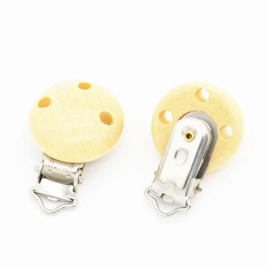 Wooden Baby Children Pacifier Holder Clip Infant Cute Round Nipple Clasps For Baby Product - BIG FRENCHIES