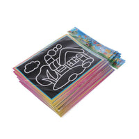 Interesting 10PCS Patterned Scratch Art Paper Magic Painting Paper With Drawing Stick Kids Toy Education Drawing Toys For Children - BIG FRENCHIES