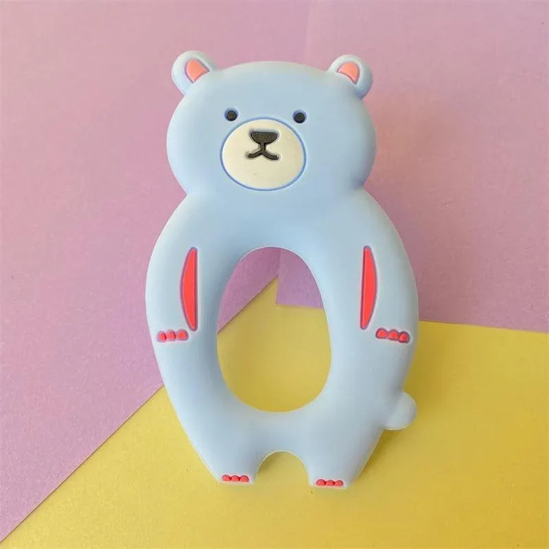 4pcs Bear Silicone Teether Baby Teething Toys Chewable Cartoon Animal Shape Baby Products Nursing Gift - BIG FRENCHIES