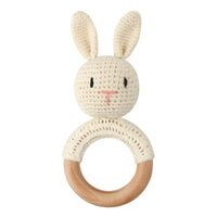 BPA Free Baby Wooden Teether Crochet Rattle Toy for Newborns