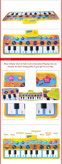 Music Piano Play Mat Multi-function with Instrument Sound Demo Songs Cloth Musical Carpet Educational Toys For Kids - BIG FRENCHIES