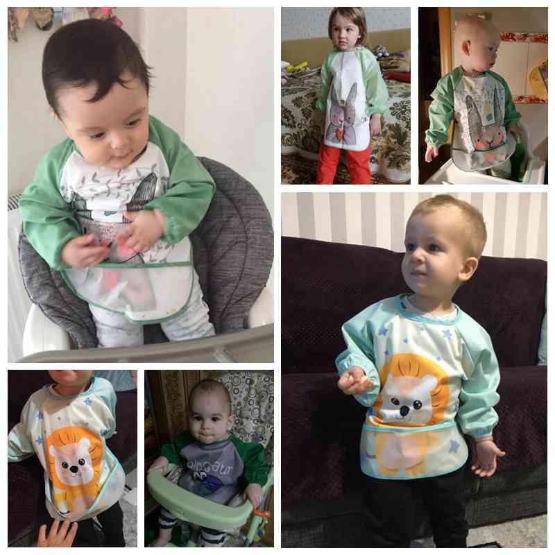 Cute Cartoon Print Baby Waterproof Long Sleeve Apron Children Feeding Smock Bib Baby Accessories - BIG FRENCHIES