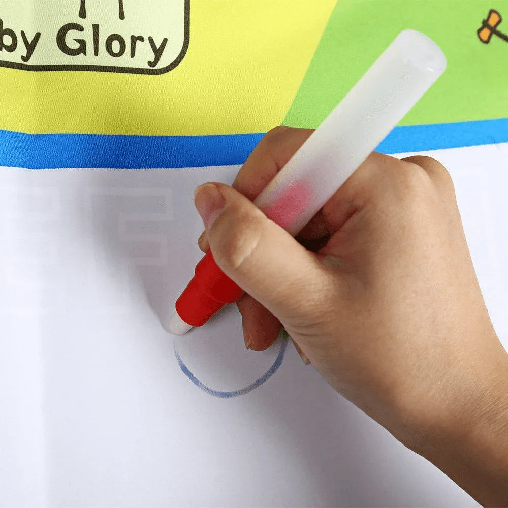 1-6 Years Children Kids Baby Drawing Educational Water Mat Drawing Painting Toddler Board/ Charpet With Magic Water Pen Gift 45.5 X 29cm (White) - BIG FRENCHIES