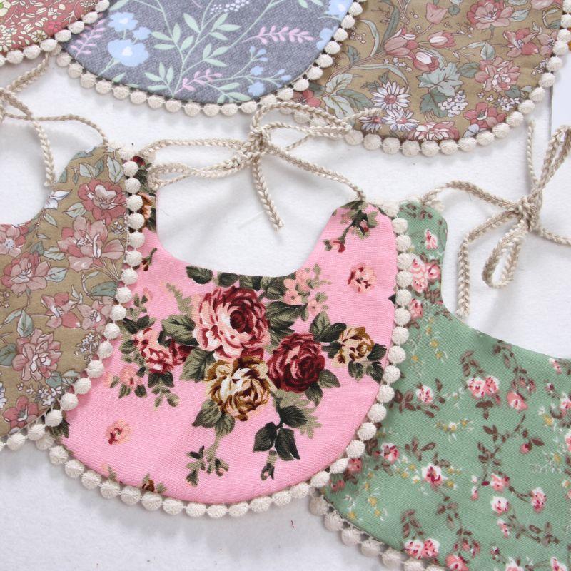 Baby Tassel Saliva Towel Floral Vintage Newborn Double Side Bandana Bibs For Boys And Girls - BIG FRENCHIES