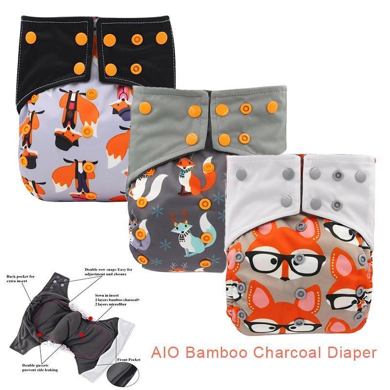 All-In-One Cloth Diaper for Baby Bamboo Charcoal Eco-friendly Baby Cloth Diaper - BIG FRENCHIES