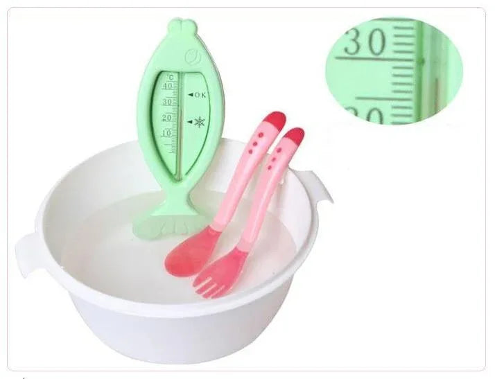 1 Set Children Kids Tableware Temperature Silicone Soft Spoon Fork Cutlery Feeding Dish Infant Boys and Girls Unique Baby Feeding Tool - BIG FRENCHIES
