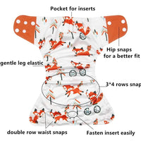 4PCS Set Diaper Cover Washable Diaper Eco-friendly Ecological Adjustable Baby Nappy Reusable Cloth Diapers In Printed Design For Baby and Kids - BIG FRENCHIES