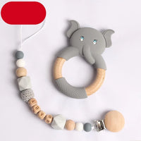 Modern Luxury Pacifier Clip Chain Beech Beads Silicone Elephant Pendant Baby Teething Nursing Clips Chain For Baby - BIG FRENCHIES