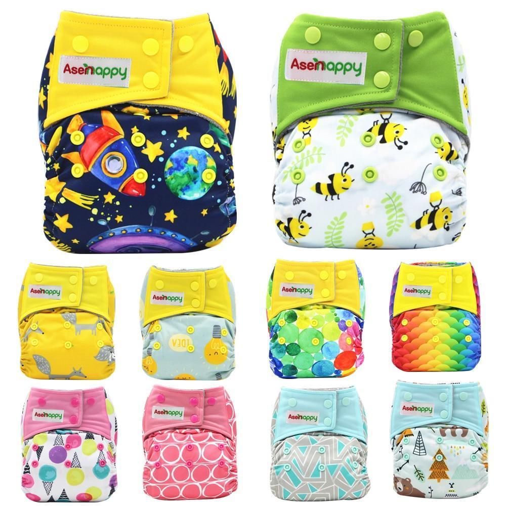 Colorful Modern Baby Cloth Diaper Bamboo Charcoal Nappy All-in-one Diapers sewn 3 Layers Micro fleece Insert Inside Reusable Diaper For Baby and Kids For Unlimited Use - BIG FRENCHIES