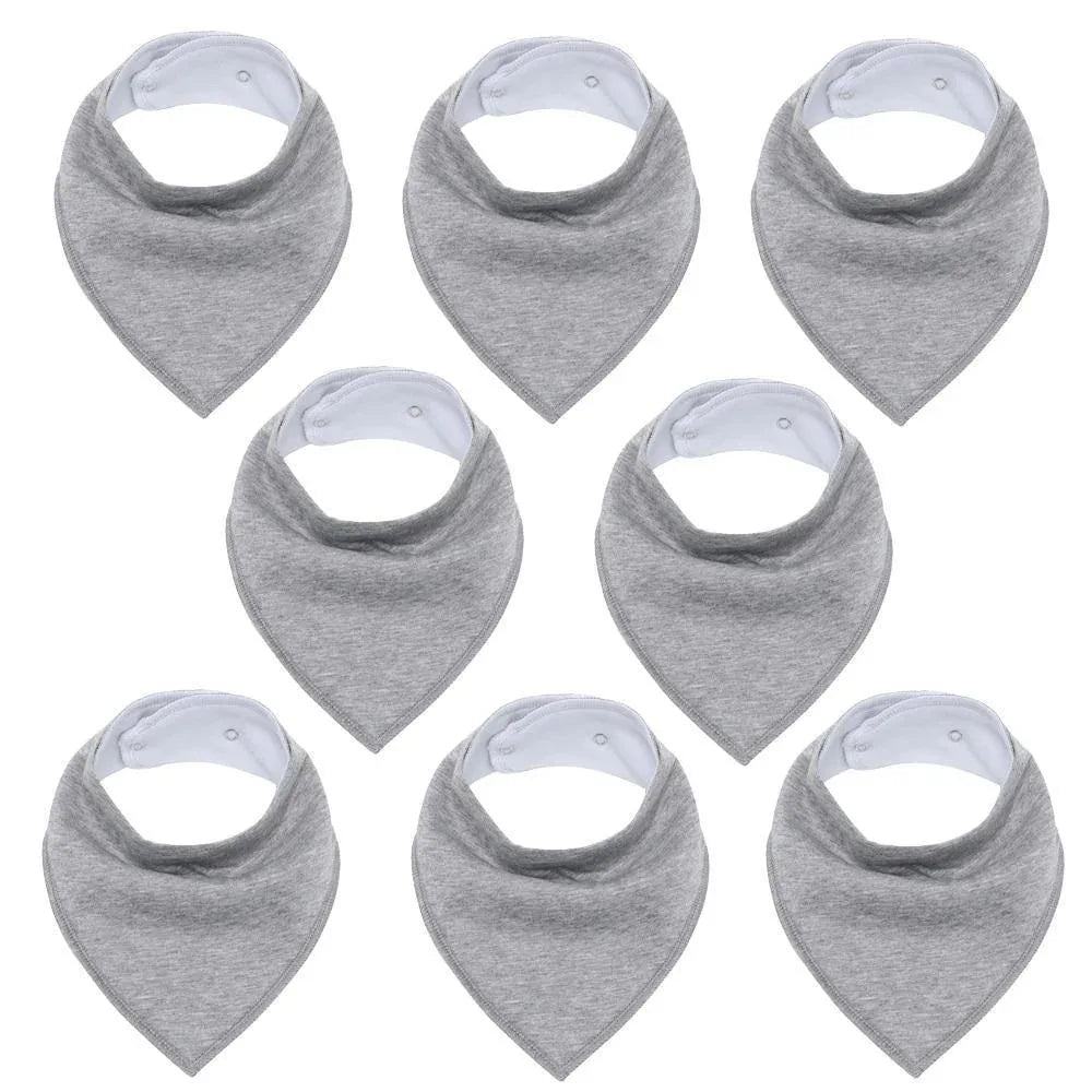 8PCS/SET Comfortable Colorful 100% Organic Cotton Adjustable Snaps Bandana Saliva Bibs For Baby Boys & Girls Kids - BIG FRENCHIES