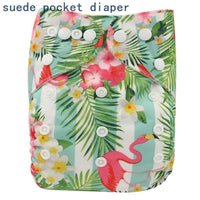 Newborn Cloth Diaper Sewed in Charcoal Bamboo Insert and Suede Pocket Diapers Waterproof Baby Nappies Design for Baby - BIG FRENCHIES