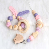 Modern Wood Pacifier Clip Chain Holder Nipples Pacifier Clips Pacifier Teether Teething Toy Cartoo Wooden Bracket For Pacifier For Kids - BIG FRENCHIES