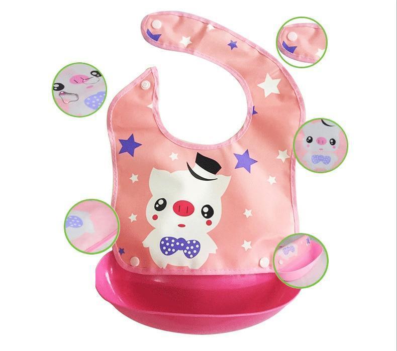 Baby Waterproof Silicone Bibs Burp Cloths Washable Roll Up Crumb Catcher Feeding Bib - BIG FRENCHIES