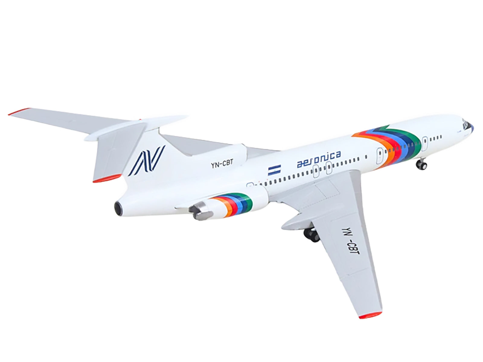 Tupolev TU-154M Commercial Aircraft "Aeronica" (YN-CBT) White with Stripes 1/200 Diecast Model by Herpa
