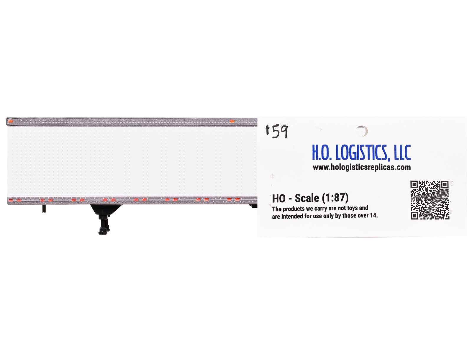 Box Dry Goods Trailer White 1/87 (HO) Scale Plastic Model by HO Logistics